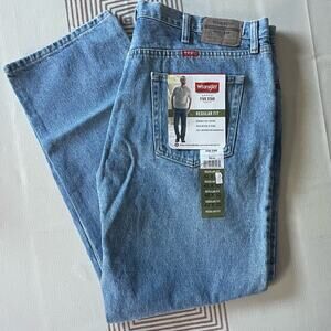 WRANGLER Mens Jeans Straight Cut Premium 5 Star Denim Regular Fit Waist …
